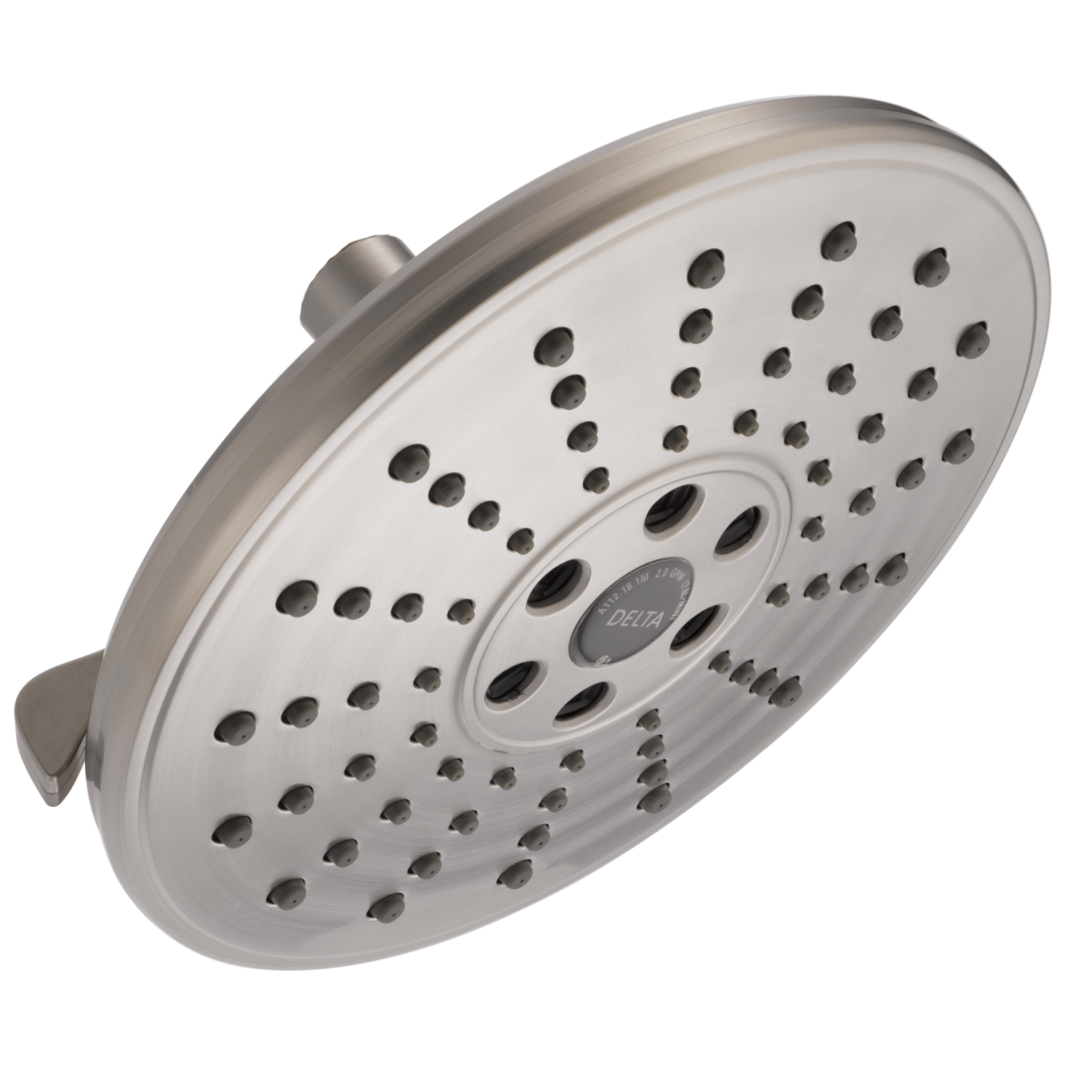 DELTA Universal Showering Components H2OKINETIC 3-Setting Raincan Shower Head — Lumicoat® Stainless