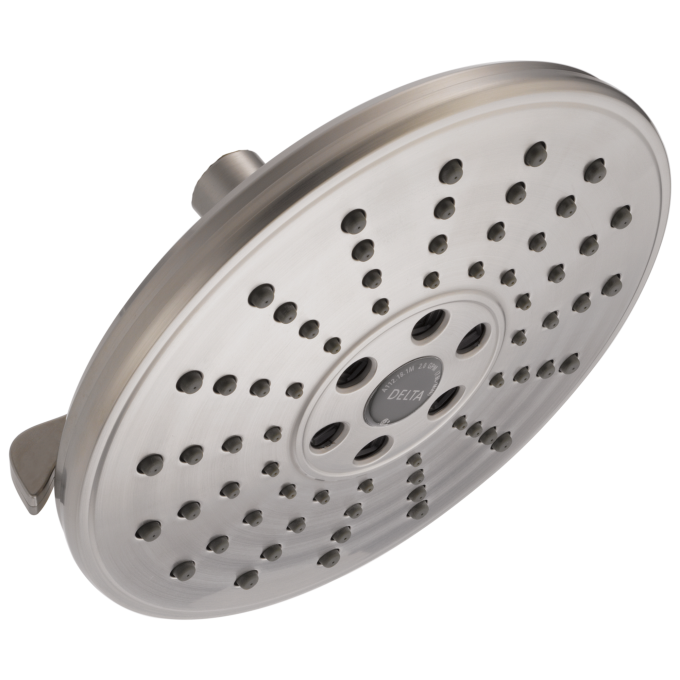 DELTA Universal Showering Components H2OKINETIC 3-Setting Raincan Shower Head — Lumicoat® Stainless