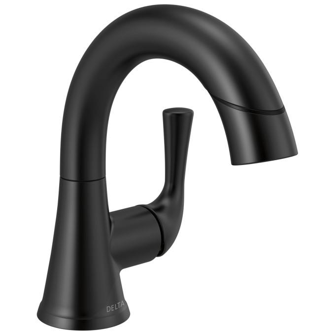 DELTA Kayra Single Handle Pull-Down Bathroom Faucet — Matte Black