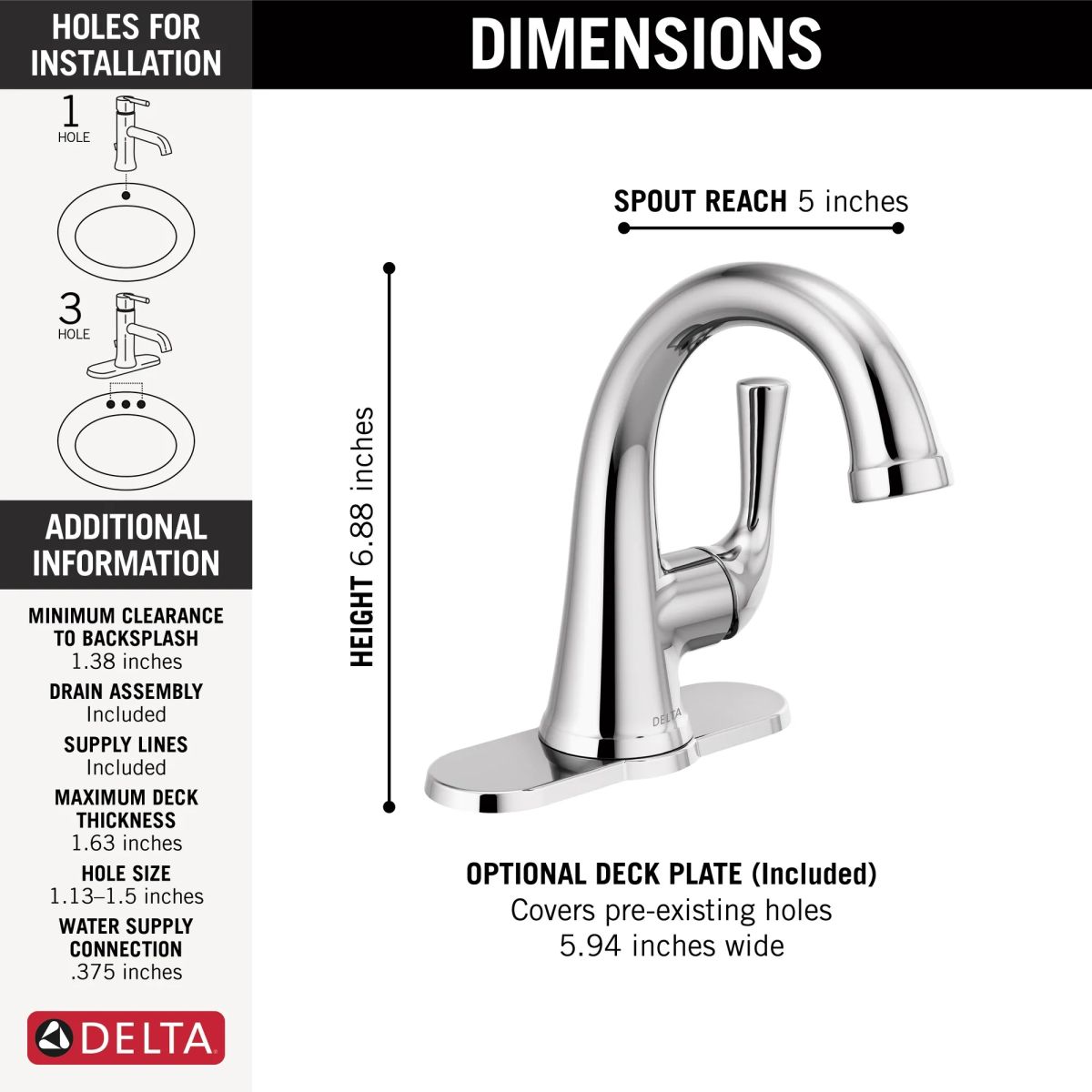DELTA Kayra Single Handle Bathroom Faucet — Chrome