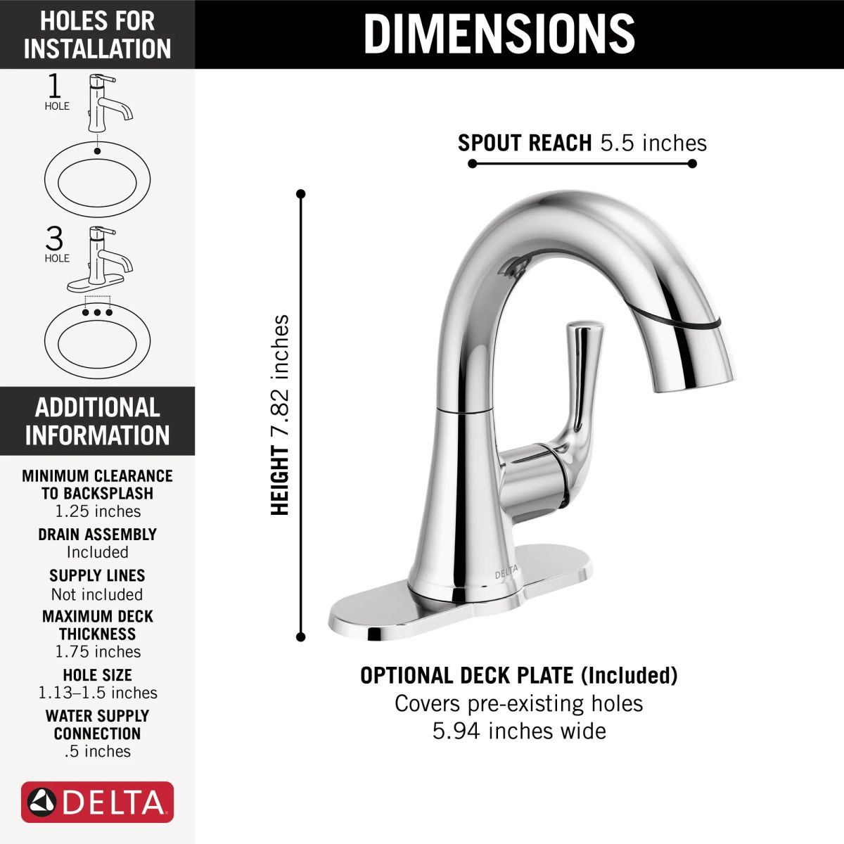 DELTA Kayra Single Handle Pull-Down Bathroom Faucet — Chrome