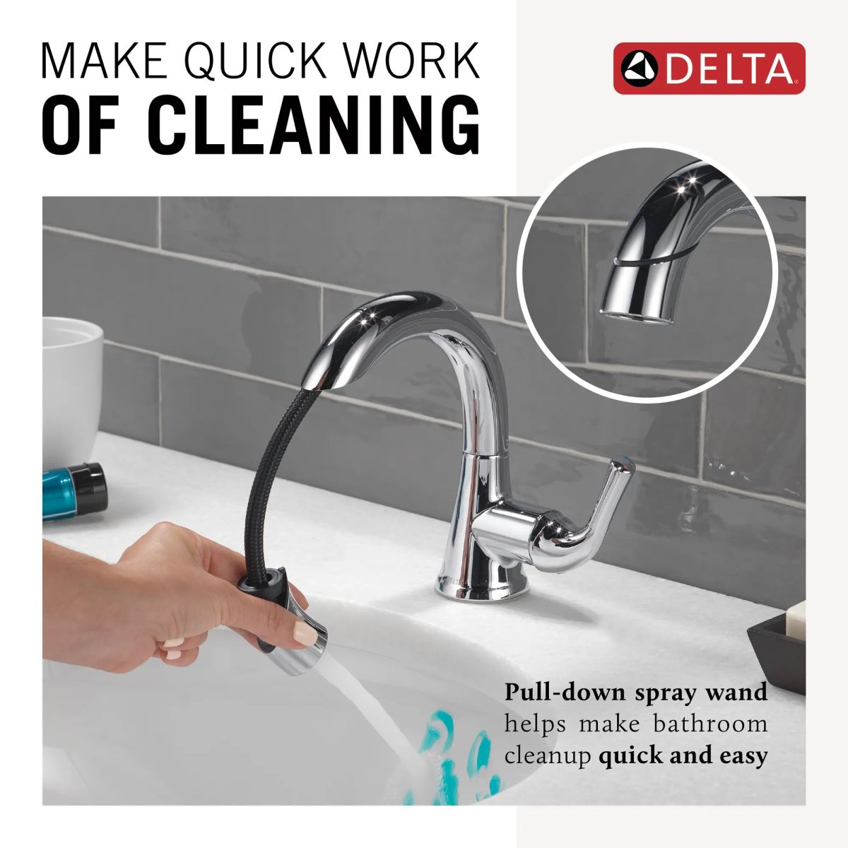 DELTA Kayra Single Handle Pull-Down Bathroom Faucet — Chrome