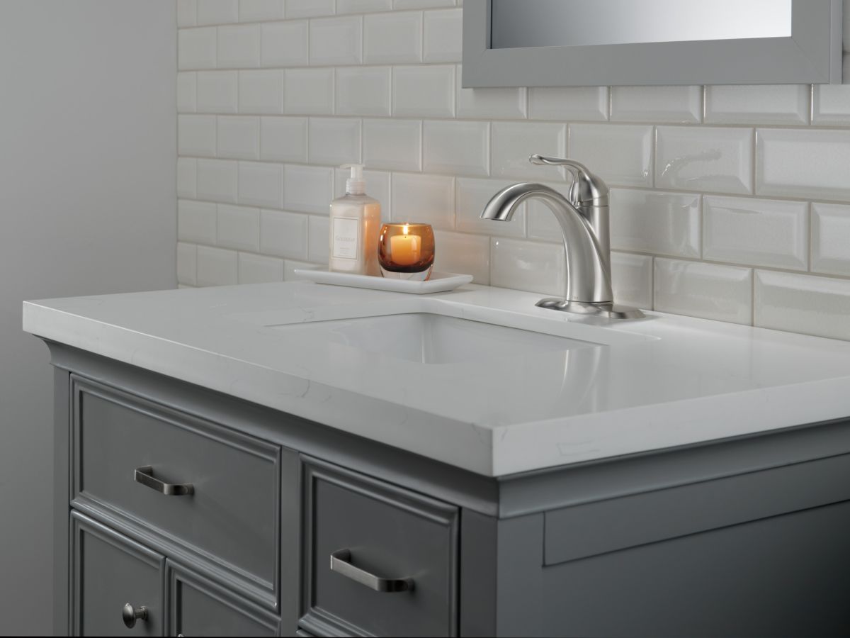DELTA Lahara Single Handle Bathroom Faucet — Stainless