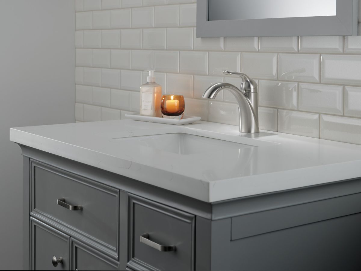 DELTA Lahara Single Handle Bathroom Faucet — Stainless