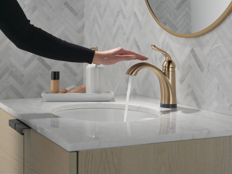 DELTA Lahara Touch2O Bathroom Faucet with Touchless Technology — Champagne Bronze
