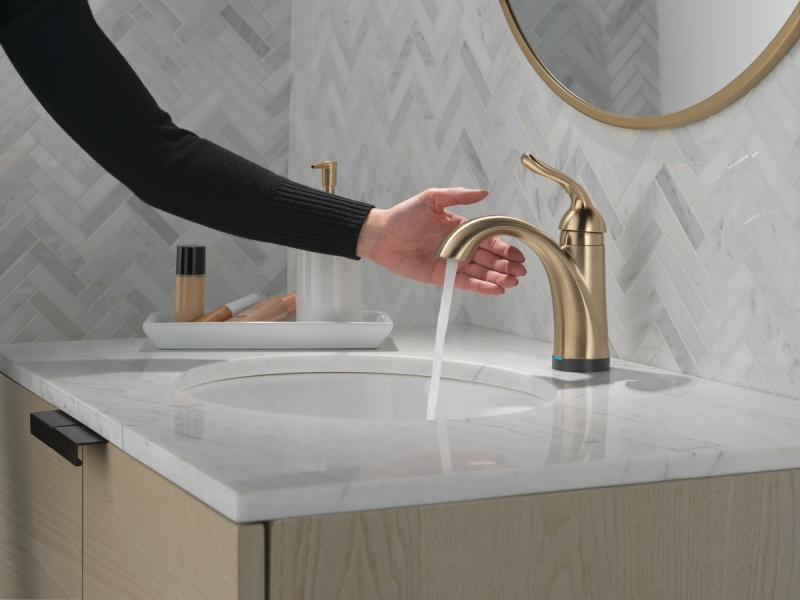 DELTA Lahara Touch2O Bathroom Faucet with Touchless Technology — Champagne Bronze
