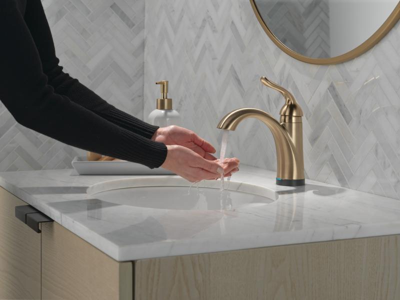 DELTA Lahara Touch2O Bathroom Faucet with Touchless Technology — Champagne Bronze