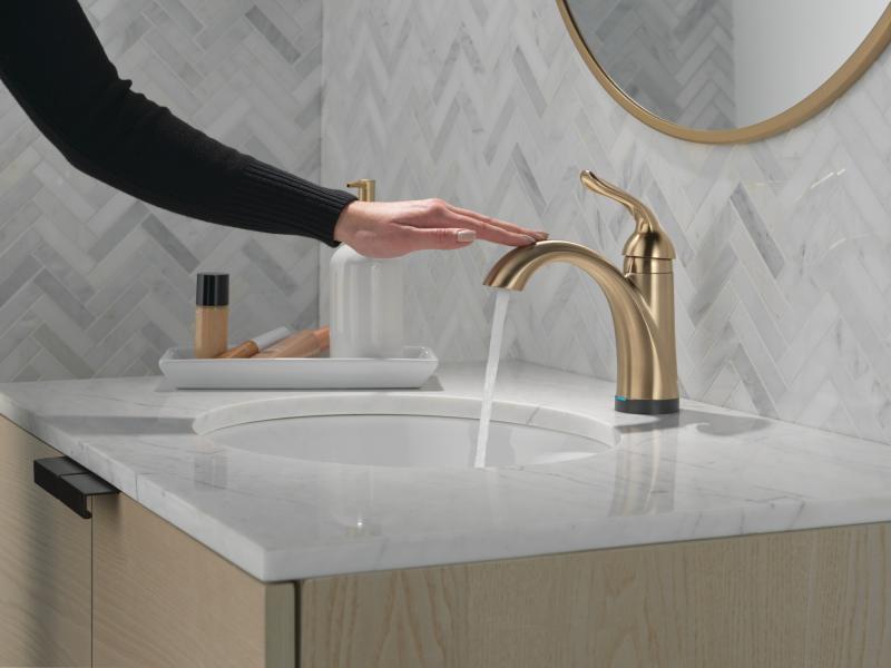 DELTA Lahara Touch2O Bathroom Faucet with Touchless Technology — Champagne Bronze
