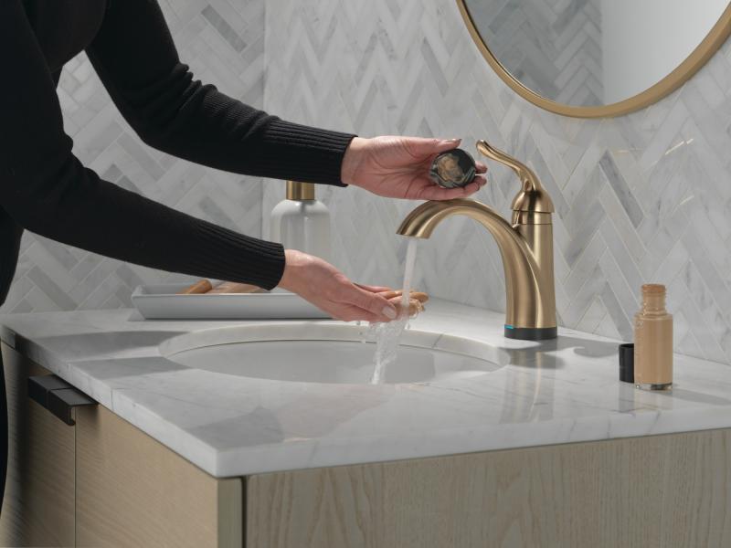 DELTA Lahara Touch2O Bathroom Faucet with Touchless Technology — Champagne Bronze
