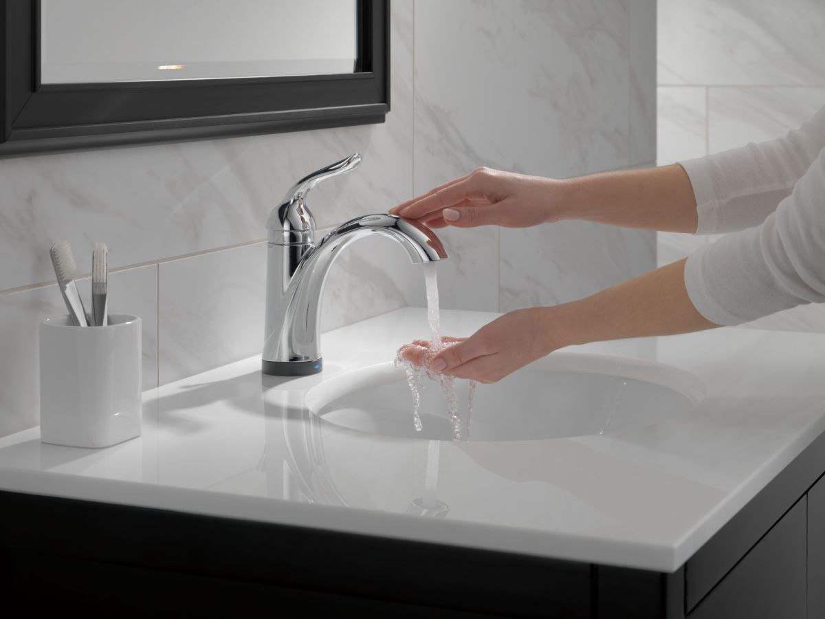 DELTA Lahara Touch2O Bathroom Faucet with Touchless Technology — Chrome