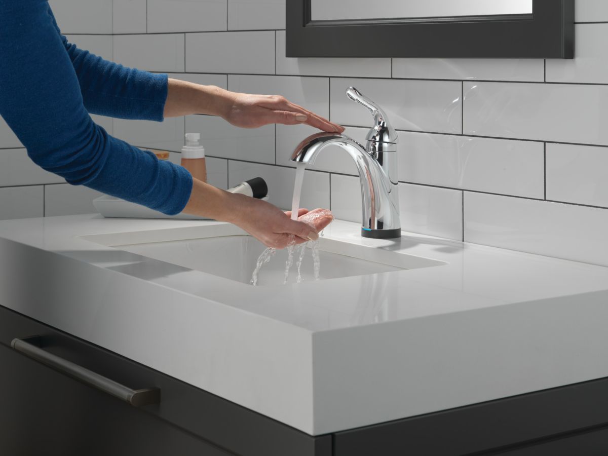 DELTA Lahara Touch2O Bathroom Faucet with Touchless Technology — Chrome