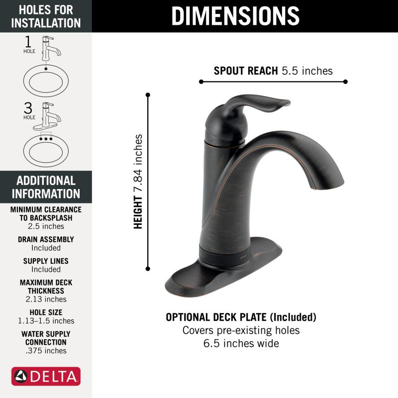 DELTA Lahara Touch2O Bathroom Faucet with Touchless Technology — Venetian Bronze