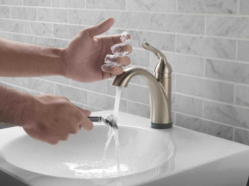 DELTA Lahara Touch2O Bathroom Faucet with Touchless Technology — Stainless