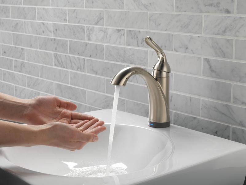 DELTA Lahara Touch2O Bathroom Faucet with Touchless Technology — Stainless