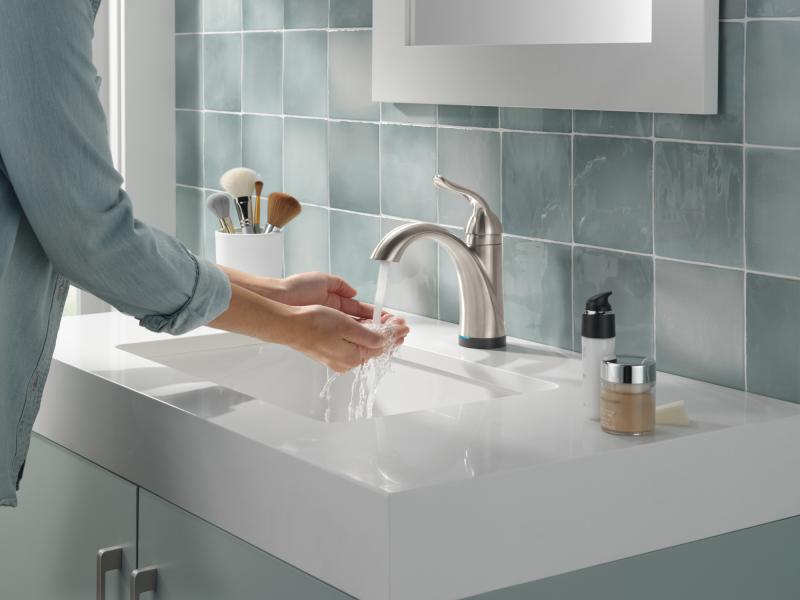 DELTA Lahara Touch2O Bathroom Faucet with Touchless Technology — Stainless