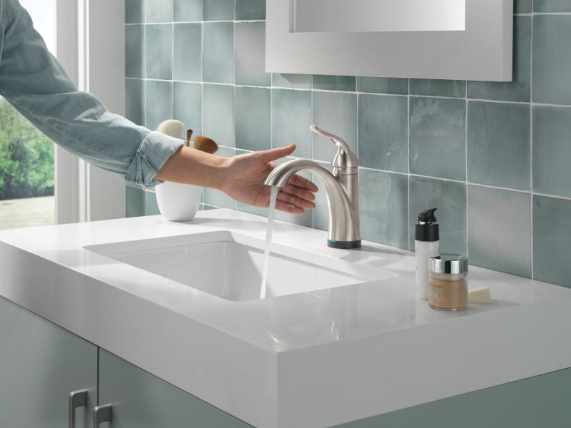 DELTA Lahara Touch2O Bathroom Faucet with Touchless Technology — Stainless