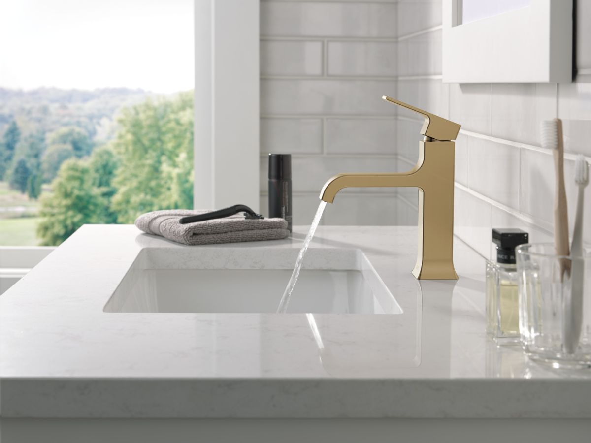 DELTA Velum Single Handle Bathroom Faucet — Champagne Bronze