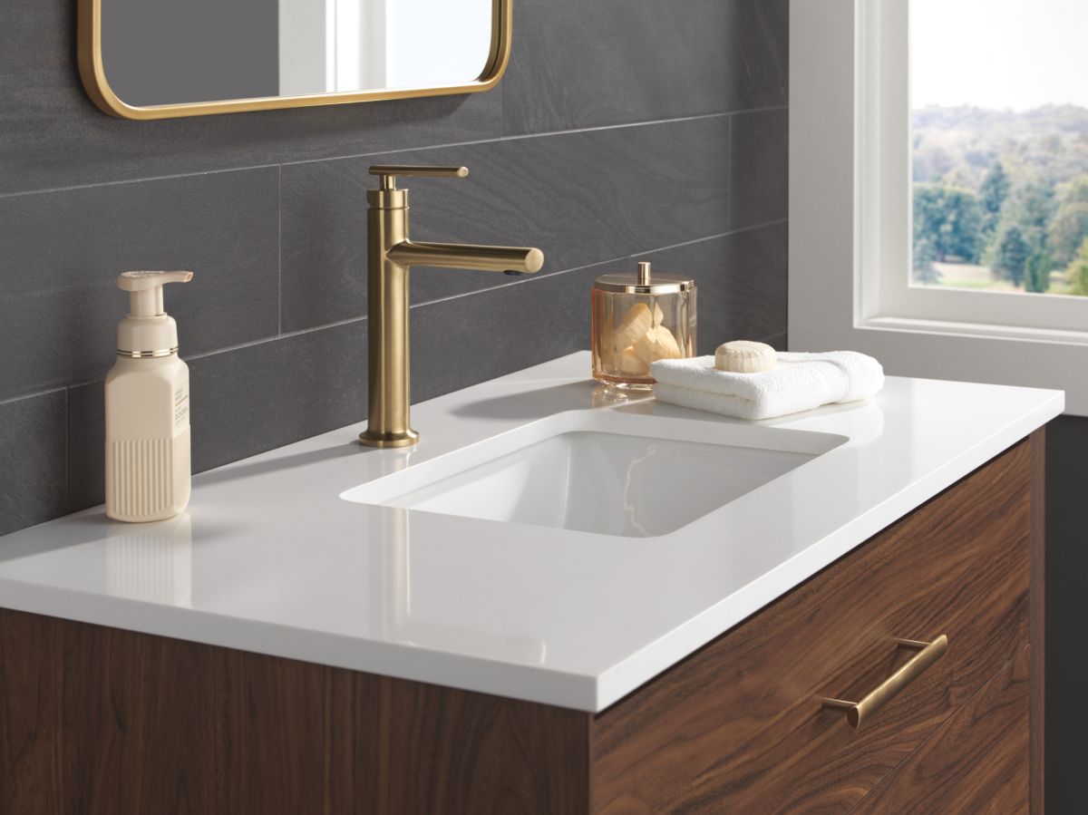 DELTA Altado Single Handle Bathroom Faucet — Champagne Bronze
