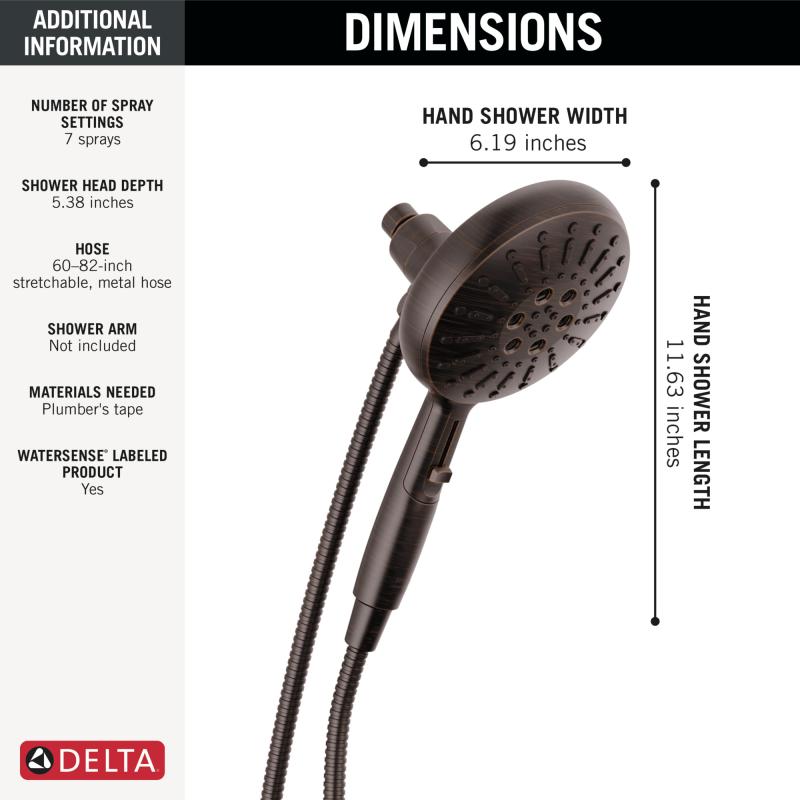 DELTA Universal Showering Components 7-Setting SureDock Magnetic Hand Shower — Venetian Bronze