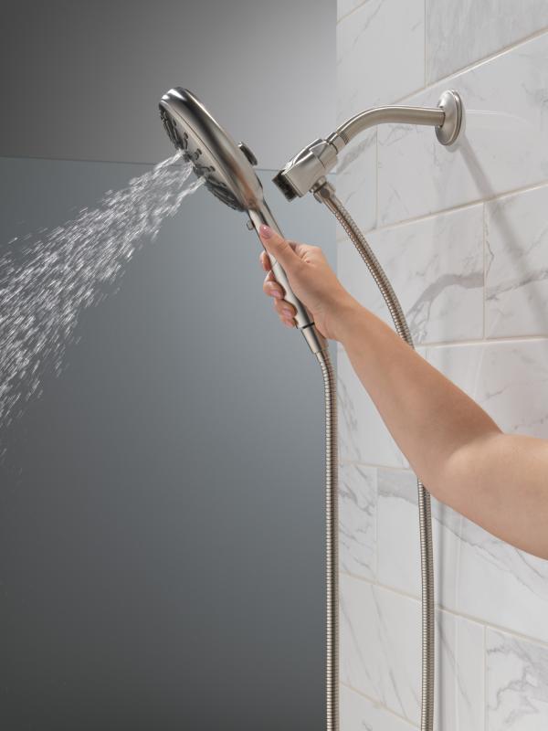 DELTA Universal Showering Components 7-Setting SureDock Magnetic Hand Shower — Lumicoat® Stainless