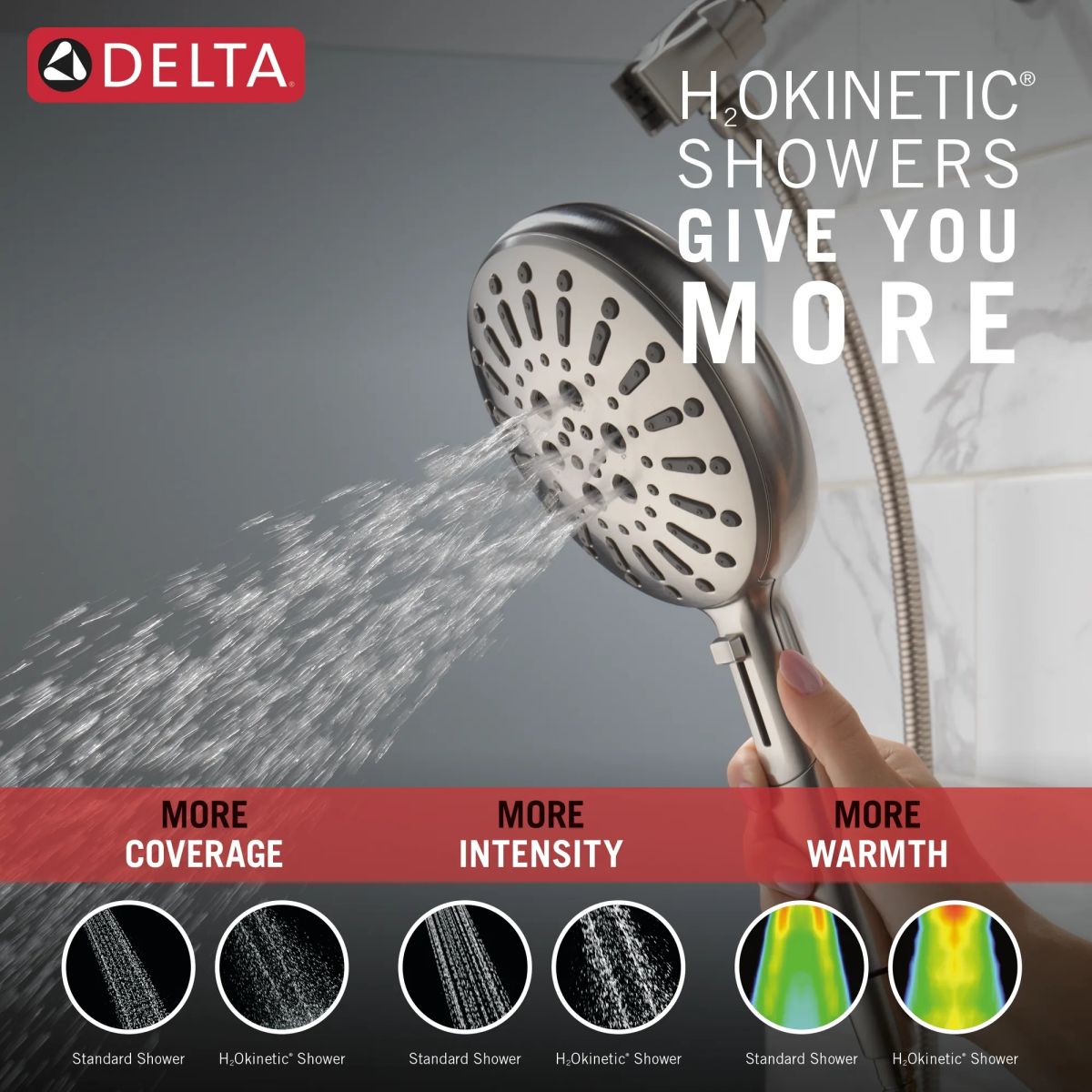 DELTA Universal Showering Components 7-Setting SureDock Magnetic Hand Shower — Lumicoat® Stainless