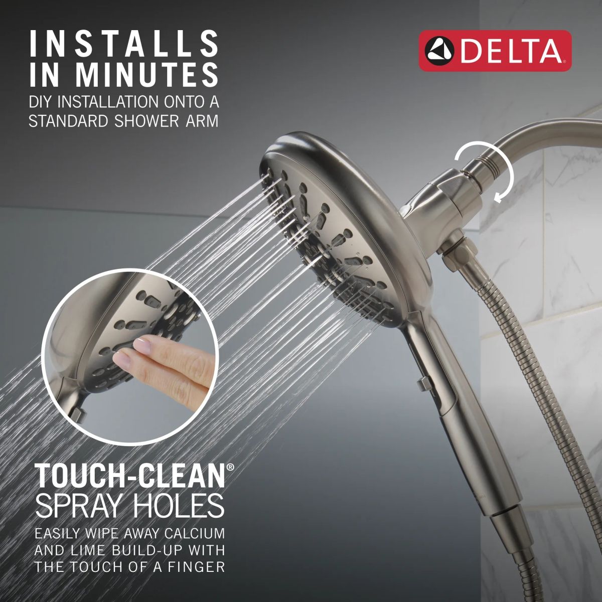 DELTA Universal Showering Components 7-Setting SureDock Magnetic Hand Shower — Lumicoat® Stainless