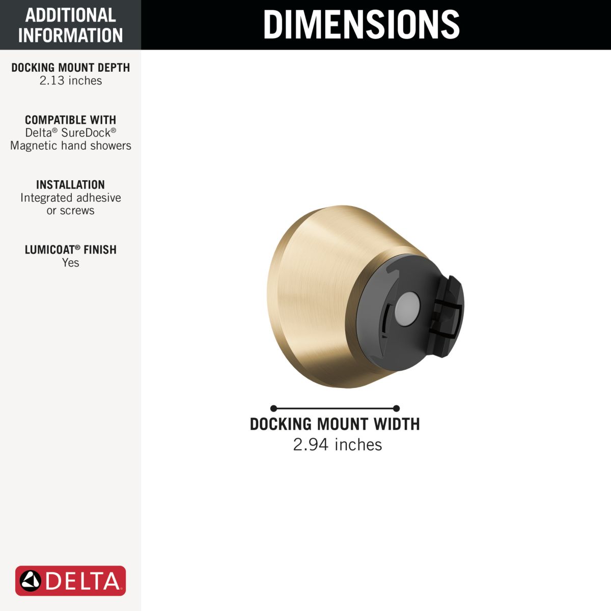 DELTA Universal Showering Components SureDock Magnetic Docking Mount — Lumicoat® Champagne Bronze