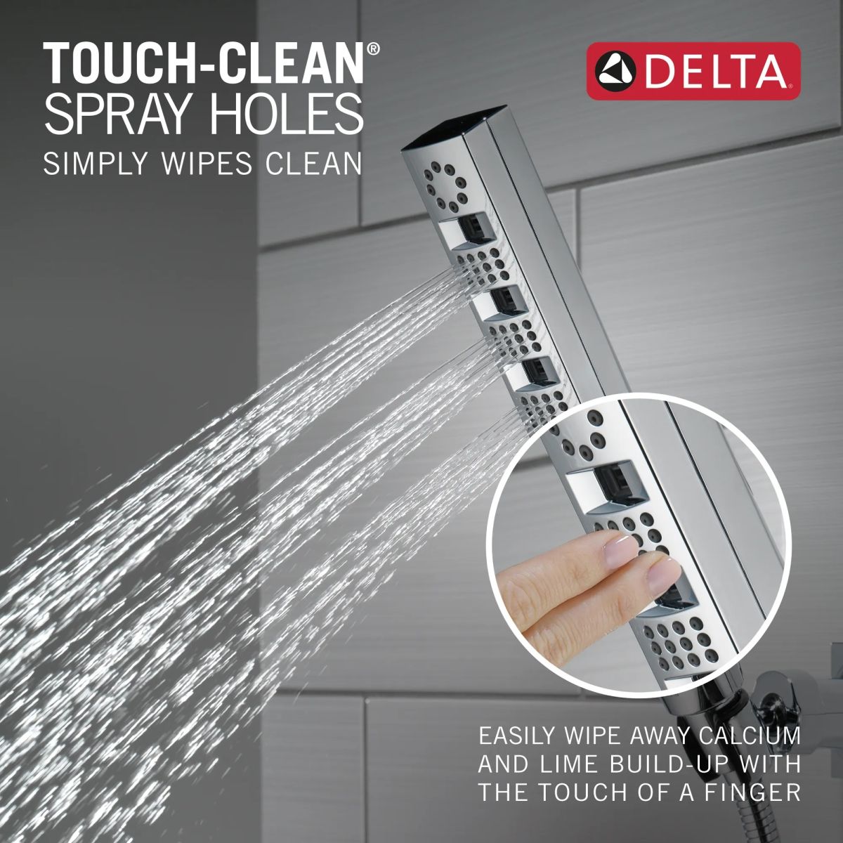 DELTA Universal Showering Components H2OKINETIC 4-Setting Wall Mount Hand Shower — Lumicoat® Chrome