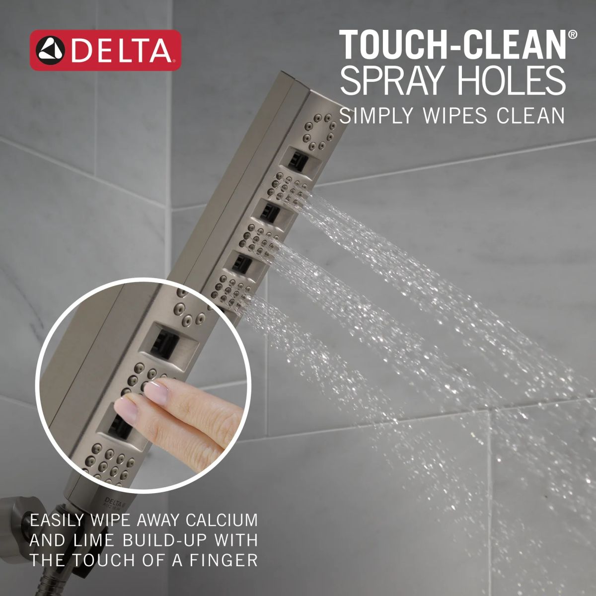 DELTA Universal Showering Components H2OKINETIC 4-Setting Wall Mount Hand Shower — Lumicoat® Stainless