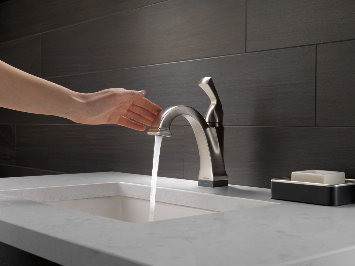 DELTA Dryden Touch2O Bathroom Faucet with Touchless Technology — Stainless