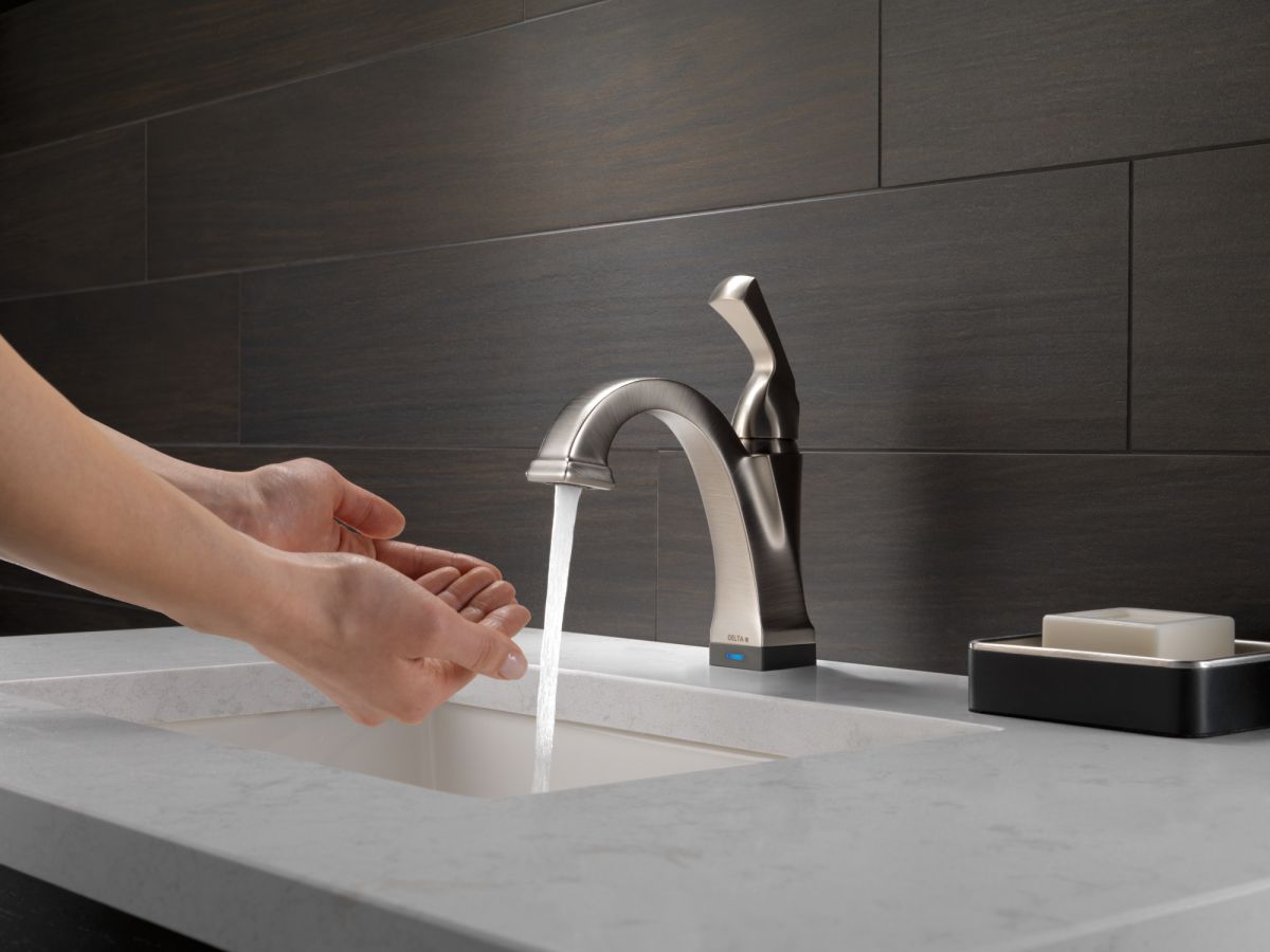 DELTA Dryden Touch2O Bathroom Faucet with Touchless Technology — Stainless