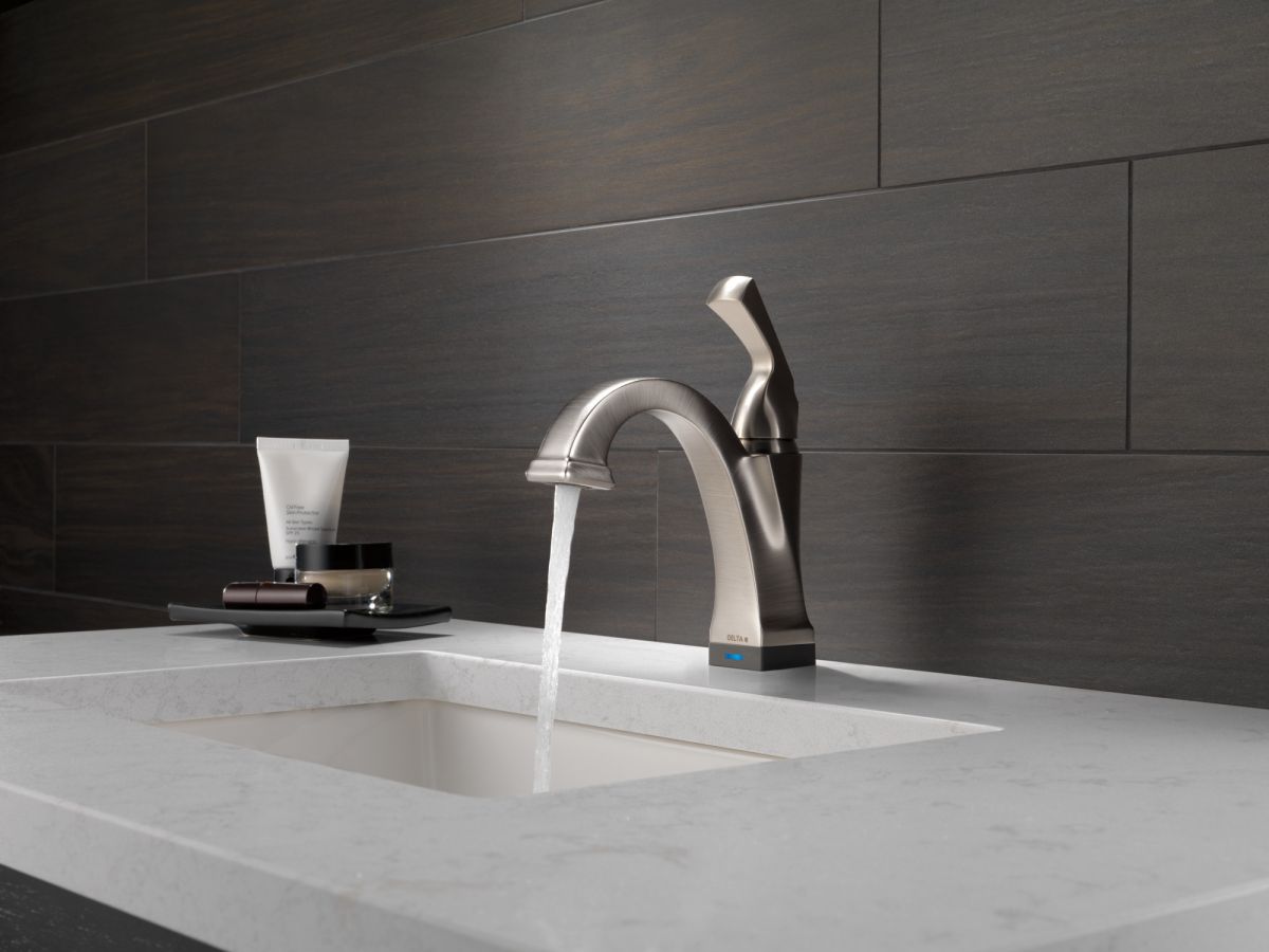 DELTA Dryden Touch2O Bathroom Faucet with Touchless Technology — Stainless