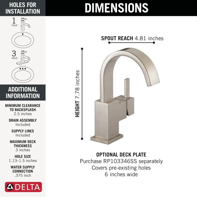 DELTA Vero Single Handle Bathroom Faucet — Stainless