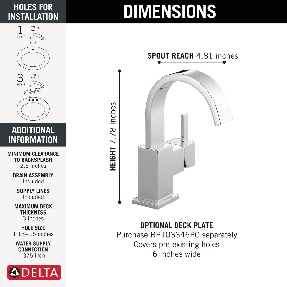 DELTA Vero Single Handle Bathroom Faucet — Chrome