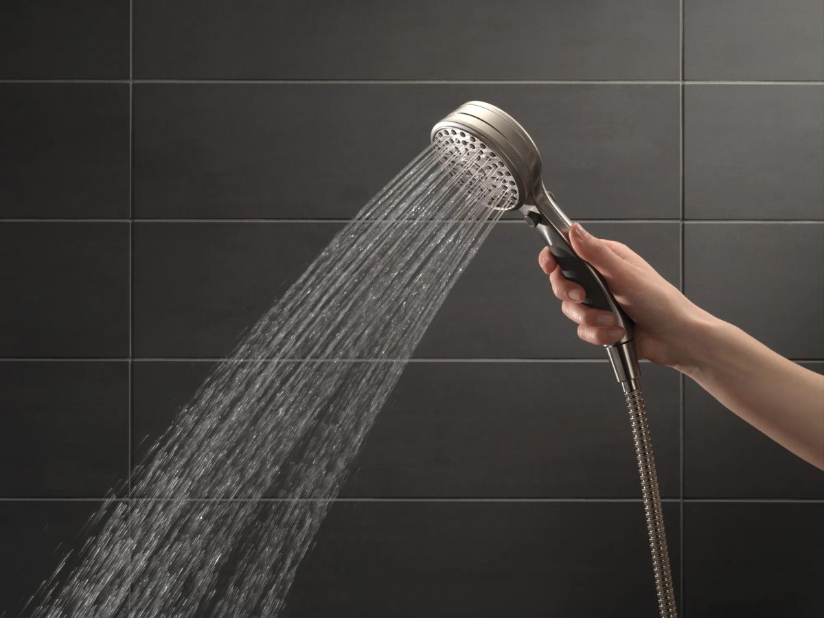 DELTA Universal Showering Components ActivTouch 9-Setting Adjustable Wall Mount Hand Shower — Stainless
