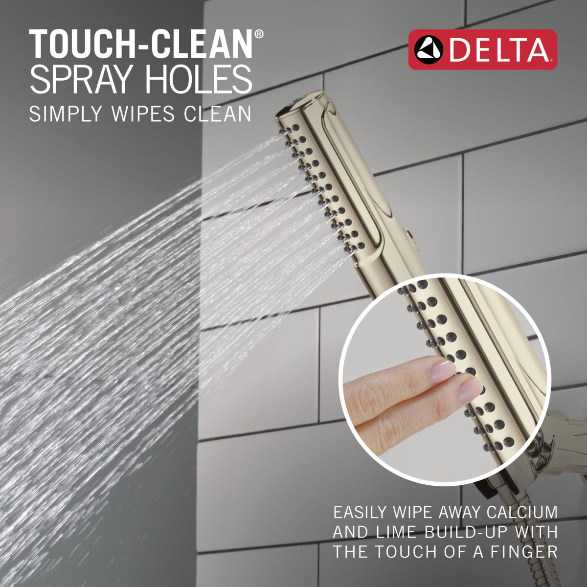 DELTA Universal Showering Components 2-Setting Hand Shower with ProClean Spray – Wall Mount — Lumicoat® Polished Nickel