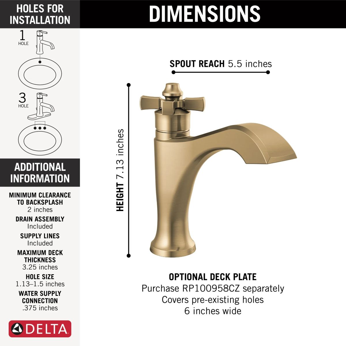 DELTA Dorval Single Handle Bathroom Faucet — Champagne Bronze