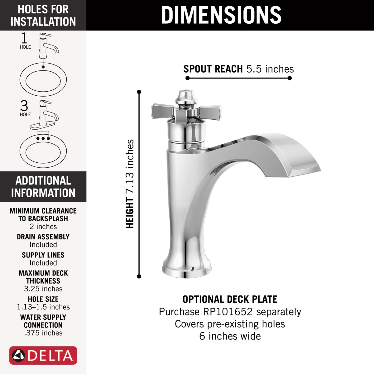 DELTA Dorval Single Handle Bathroom Faucet — Chrome
