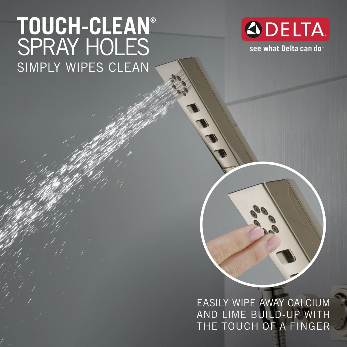 DELTA Universal Showering Components H2OKINETIC 3-Setting Wall Mount Hand Shower — Lumicoat® Polished Nickel