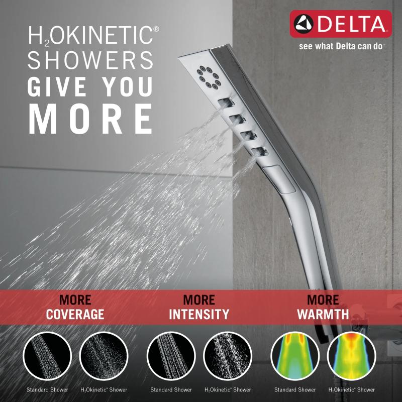 DELTA Universal Showering Components H2OKINETIC 3-Setting Wall Mount Hand Shower — Lumicoat® Chrome