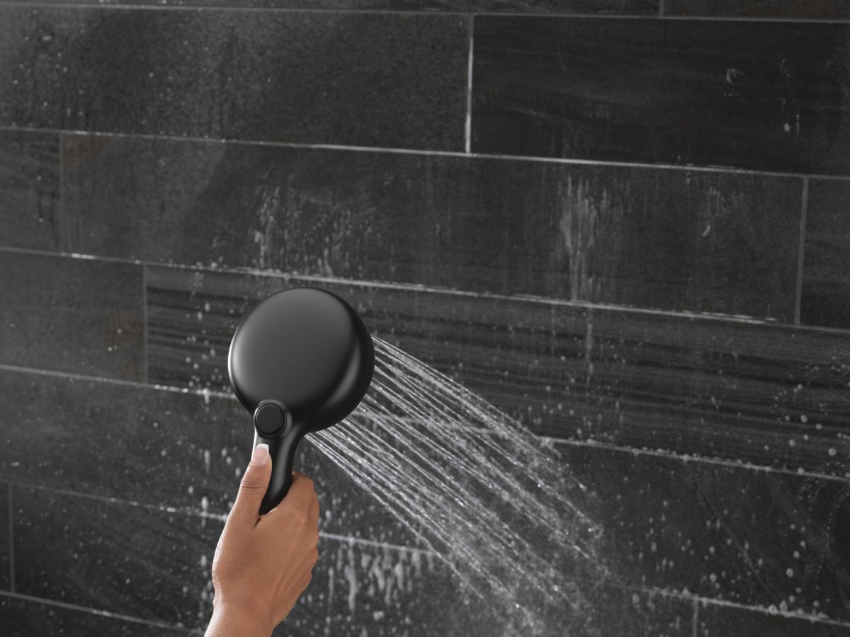 DELTA Universal Showering Components 7-Setting Wall Mount Hand Shower with Cleaning Spray — Matte Black
