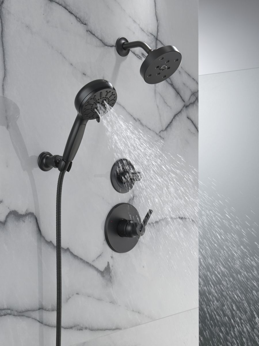 DELTA Universal Showering Components 7-Setting Wall Mount Hand Shower with Cleaning Spray — Matte Black