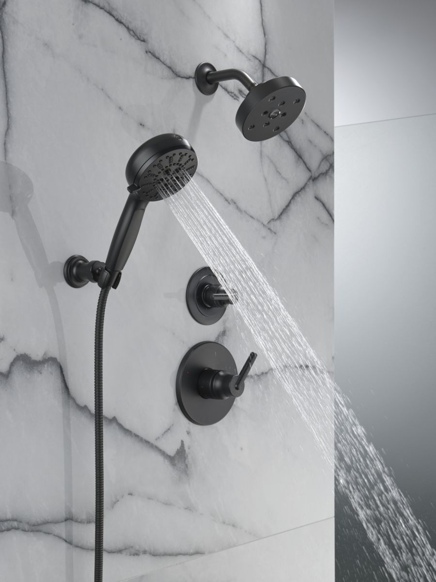 DELTA Universal Showering Components 7-Setting Wall Mount Hand Shower with Cleaning Spray — Matte Black
