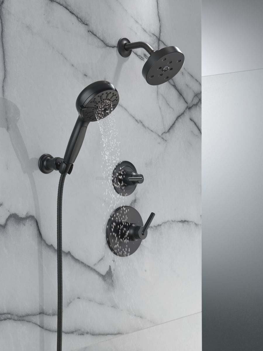 DELTA Universal Showering Components 7-Setting Wall Mount Hand Shower with Cleaning Spray — Matte Black
