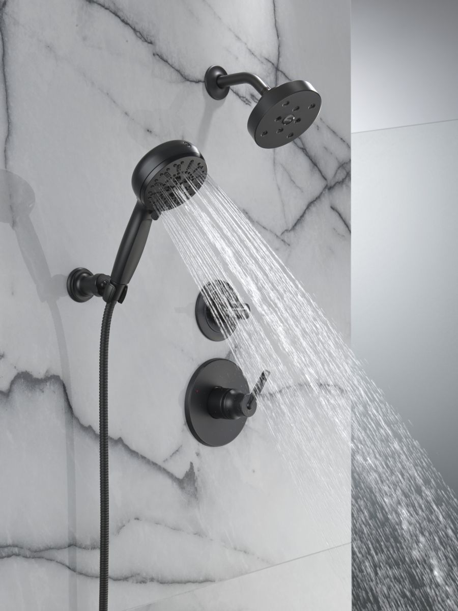 DELTA Universal Showering Components 7-Setting Wall Mount Hand Shower with Cleaning Spray — Matte Black
