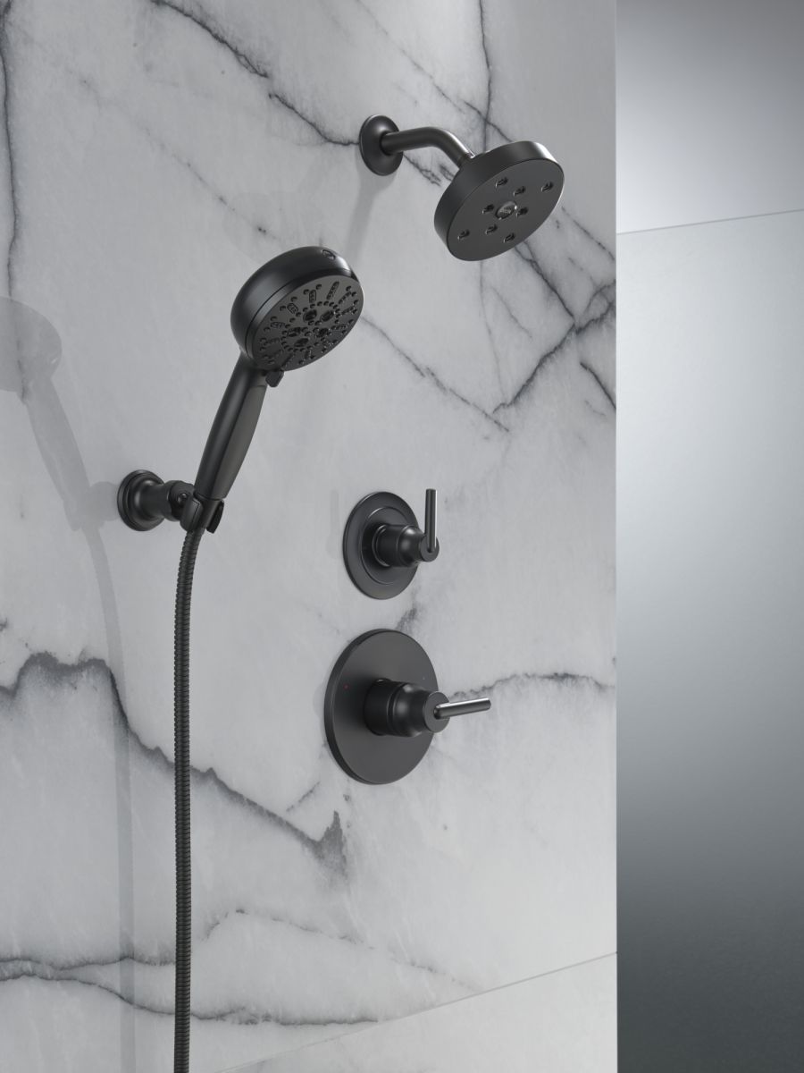 DELTA Universal Showering Components 7-Setting Wall Mount Hand Shower with Cleaning Spray — Matte Black