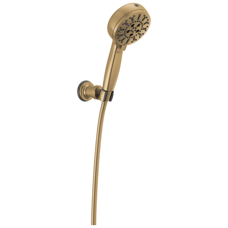 DELTA Universal Showering Components 7-Setting Wall Mount Hand Shower with Cleaning Spray — Lumicoat® Champagne Bronze