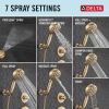 DELTA Universal Showering Components 7-Setting Wall Mount Hand Shower with Cleaning Spray — Lumicoat® Champagne Bronze