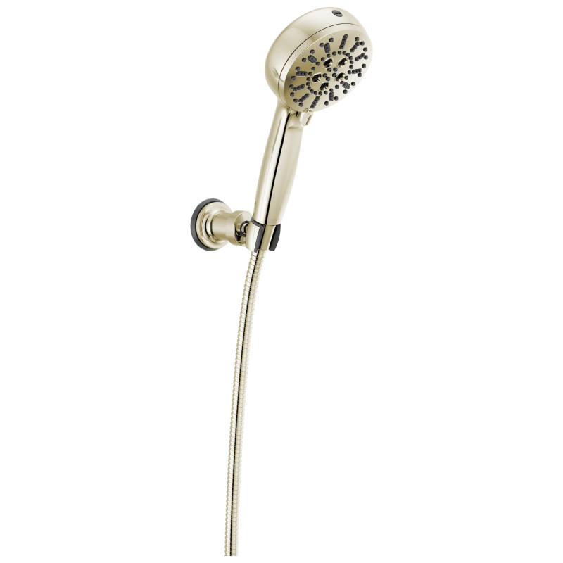 DELTA Universal Showering Components 7-Setting Wall Mount Hand Shower with Cleaning Spray — Lumicoat® Polished Nickel