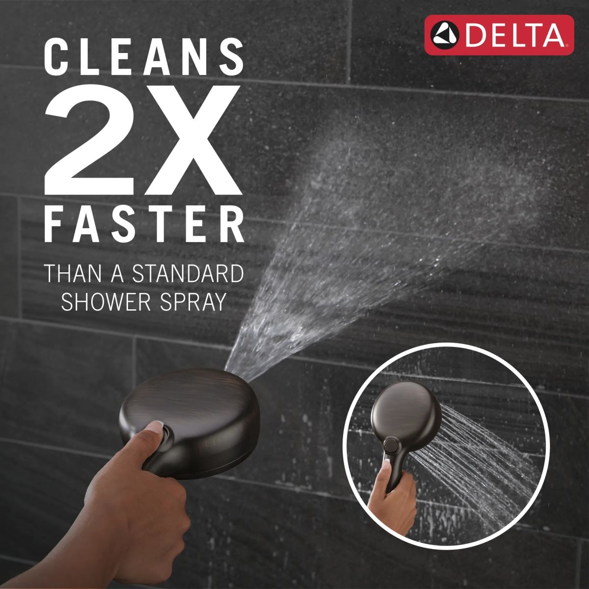 DELTA Universal Showering Components 7-Setting Wall Mount Hand Shower with Cleaning Spray — Venetian Bronze